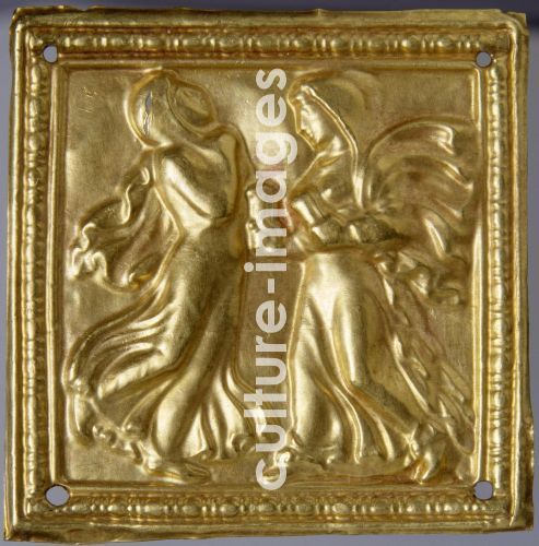 Square plaque with dancers