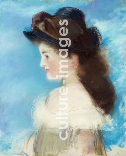 Édouard Manet, Portrait de Mademoiselle Hecht, de profil en chapeau