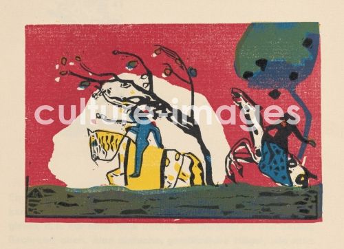 Wassily Wassiljewitsch Kandinsky, Zwei Reiter vor Rot. Aus "Klänge"