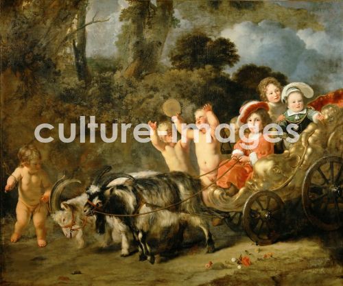 Ferdinand Bol, Bol, Ferdinand (1616-1680), Noble Children In A Carriage Drawn By Goats, Oil on canvas,