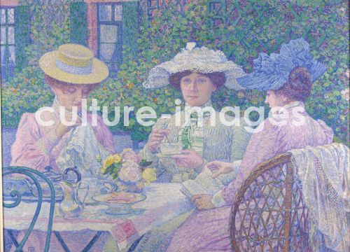 Théo van Rysselberghe, Rysselberghe, Théo van (1862-1926), Tea in the garden, Oil on canvas, Postimpressionism, Belgium, Musée d