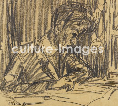 Ernst Ludwig Kirchner, Kirchner, Ernst Ludwig (1880-1938), Self-portrait, Black chalk on paper, ca 1905-1906, Expressionism, Germa