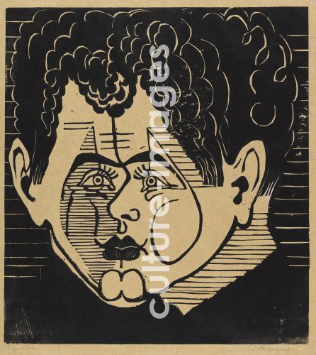 Ernst Ludwig Kirchner, Kirchner, Ernst Ludwig (1880-1938), Portrait of René Crevel (1900-1935), Woodcut, 1933, Expressionism, Germa