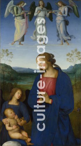 Perugino, Madonna und Kind mit einem Engel (Aus dem Altartriptychon der Certosa von Pavia)