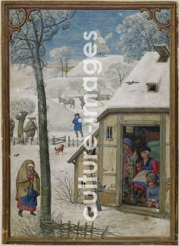 Simon Bening, The Hours of Hennessy (Hours of Notre-Dame). Labors of the Months: January