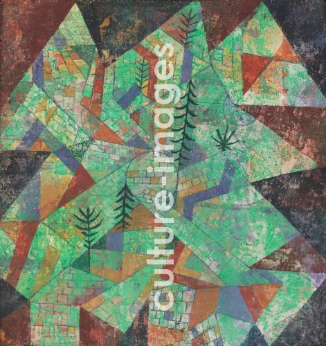 Paul Klee, Klee, Paul (1879-1940), Wald Bau (Forest construction), Mixed media on canvas, Modern, 1919,