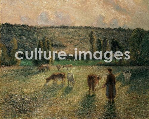 Camille Pissarro, Pissarro, Camille (1830-1903), Girl Tending Cows at Eragny, Oil on canvas, Impressionism, 188