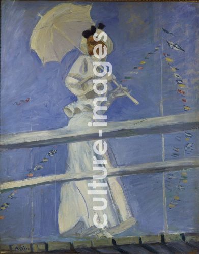 Paul Helleu, Helleu, Paul César (1859-1927), Young Woman with a Parasol on a Jetty, Oil on ca