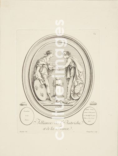 François Boucher, Boucher, François (1703-1770), Alliance between Austria and France, Etching, Rococo, 1756,