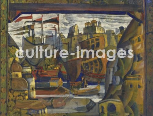 Nicholas Roerich, Nowgoroder Markt. Bühnenbildentwurf zur Oper Sadko von N. Rimski-Korsakow