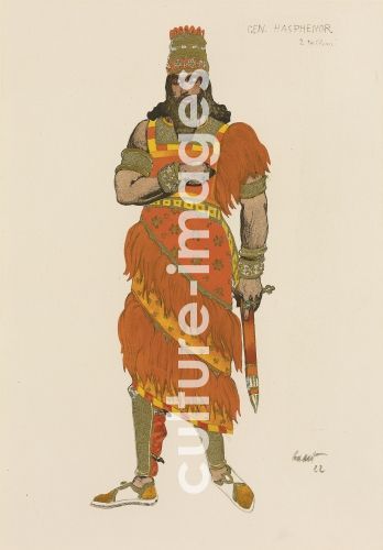 Léon Bakst, General Hasphénor. Kostümentwurf zum Theaterstück "Judith" von Henri Bernstein im Théâtre du Gymnase, Paris