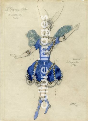 Léon Bakst, Bluebird. Costume design for the ballet Sleeping Beauty by P. Tchaikovsky