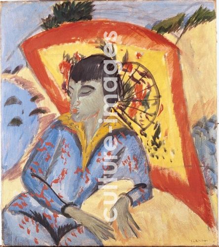 Ernst Ludwig Kirchner, Erna with Japanese Umbrella