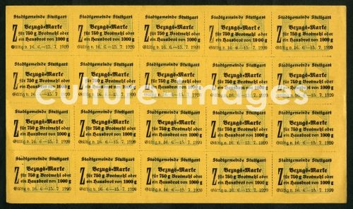 food ration card from Stuttgart after WW I - for flour or bread