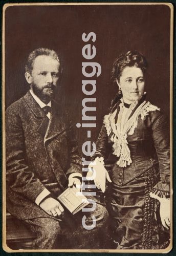 Unbekannter Fotograf, Komponist Pjotr Iljitsch Tschaikowski (1840-1893) mit seiner Frau Antonina Miliukowa