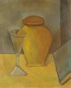 Pablo Picasso, Topf, Weinglas und Buch