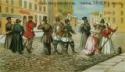 Russischer Meister, Zuchthäusler fegen die Strassen von Moskau im 18. Jahrhundert (Karte einer Dampfgesellschaft), Russischer Meister