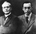 Komponist Sergei Rachmaninow (1873-1943) und Pianist und Dirigent Alexander Siloti (1863-1945)