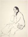 Pablo Picasso, Man sitting with walking stick and mask