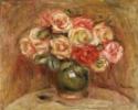 Pierre Auguste Renoir, Bouquet of Roses in a Green Vase