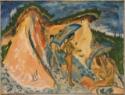 Ernst Ludwig Kirchner, Fehmarn Dunes With Bathers Under Japanese Umbrellas