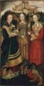 Lucas Cranach der Ältere, Altarpiece with the Martyrdom of Saint Catharine, right wing: The Saint Barbara, Ursula and Margaret