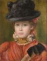 Pierre Auguste Renoir, Girl in black hat with red flowers