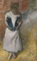 Edgar Degas, Woman standing from the front, clasping her corset