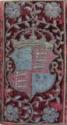 Embroidered velvet binding on John Udall's Sermons with the arms of Elizabeth I