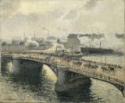 Camille Pissarro, Pont Boïeldieu in Rouen, sunset, misty weather