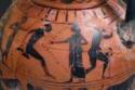 The long jump event at the ancient Olympic Games. Attic black-figured cup