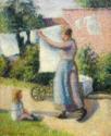 Camille Pissarro, Femme étendant du linge