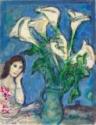 Marc Chagall, Chagall, Marc (1887-1985), Vava aux arums, Oil on paper, ca 1957, Modern, Russia, Private Collection, Copyright protected