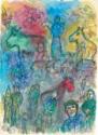 Marc Chagall, Chagall, Marc (1887-1985), Célébration au village sur fond multicolore, Gouache, T