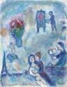 Marc Chagall, Chagall, Marc (1887-1985), La lecture au couple entre Vitebsk et Paris, Tempera and