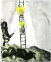 Marc Chagall, Chagall, Marc (1887-1985), Jacob's Ladder, Etching, watercolour, 1957, Modern, Russia, Private Collection, Copyright pro