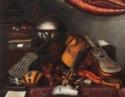 Bartolomeo Bettera, Musical instruments, a globe, books, playing cards and a painter's palette