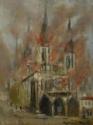Maurice Utrillo, Utrillo, Maurice (1883-1955), Rouen Cathedral in flames (Seine-Maritime), Oil on cardboard, Post