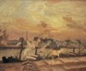 Camille Pissarro, Déchargement de bois, quai de la Bourse, coucher de soleil