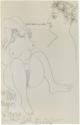 Pablo Picasso, Apollinaire with laurel wreath and a sitting woman (Lettres à Lou)